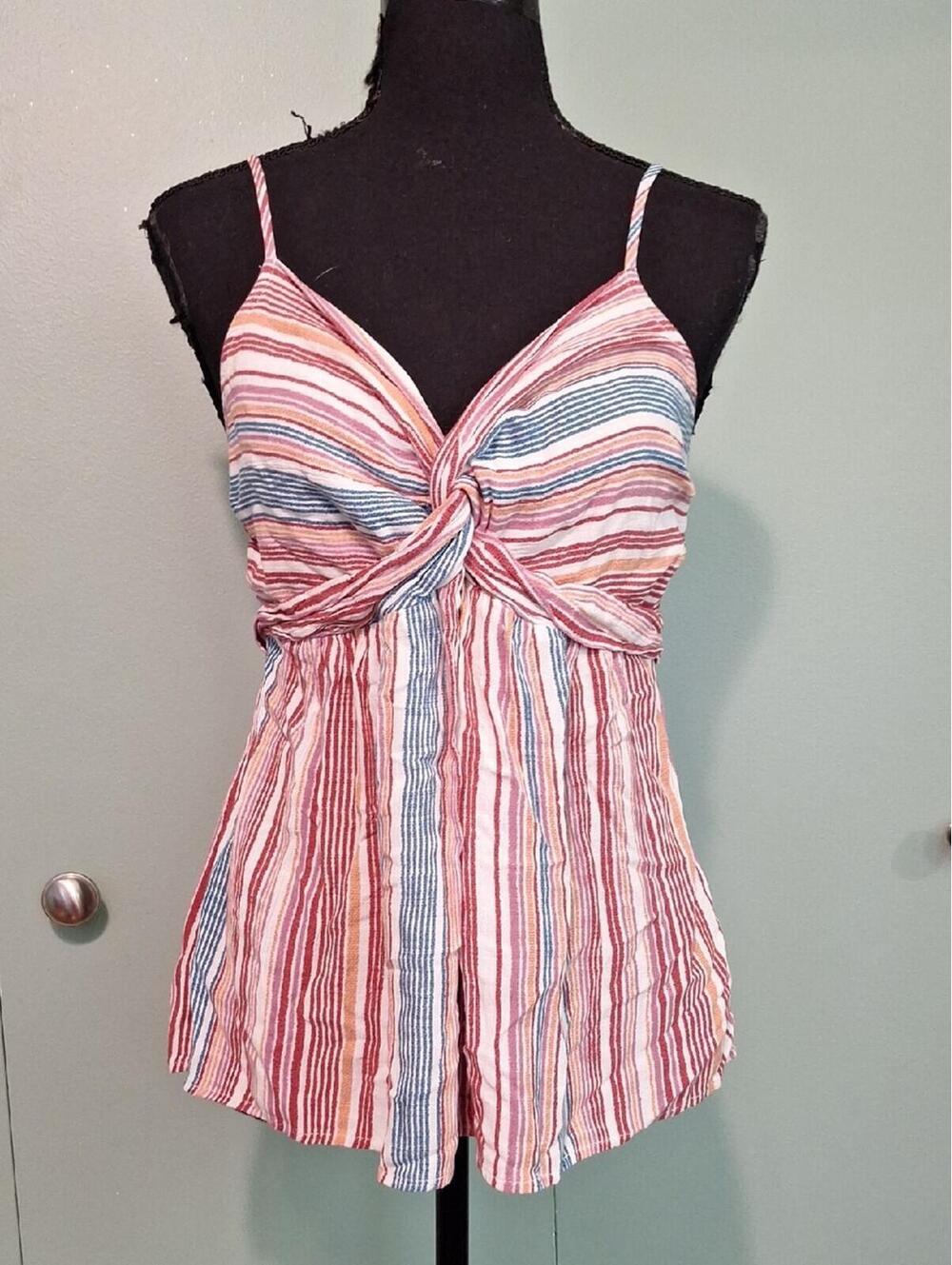 Maurices Striped Cross Knot Front Tank Top Size Medium